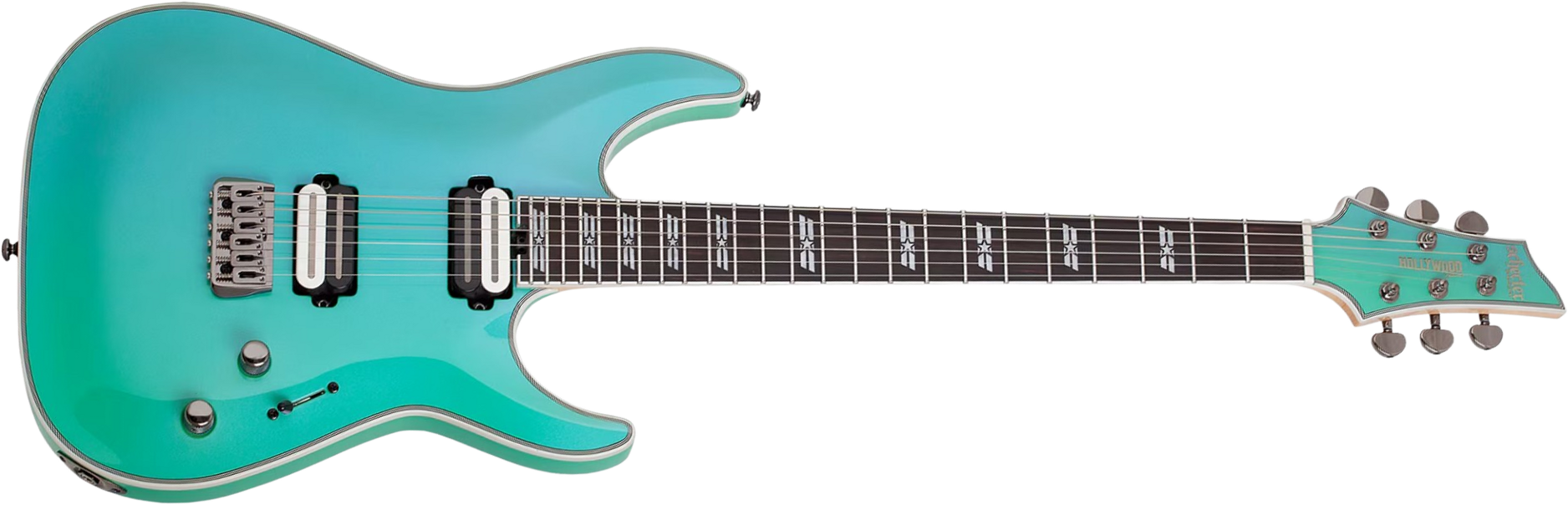Schecter C1 Sls Hollywood 2h Fishman Fluence Modern Ht Eb - Glacier - Guitarra electrica metalica - Main picture