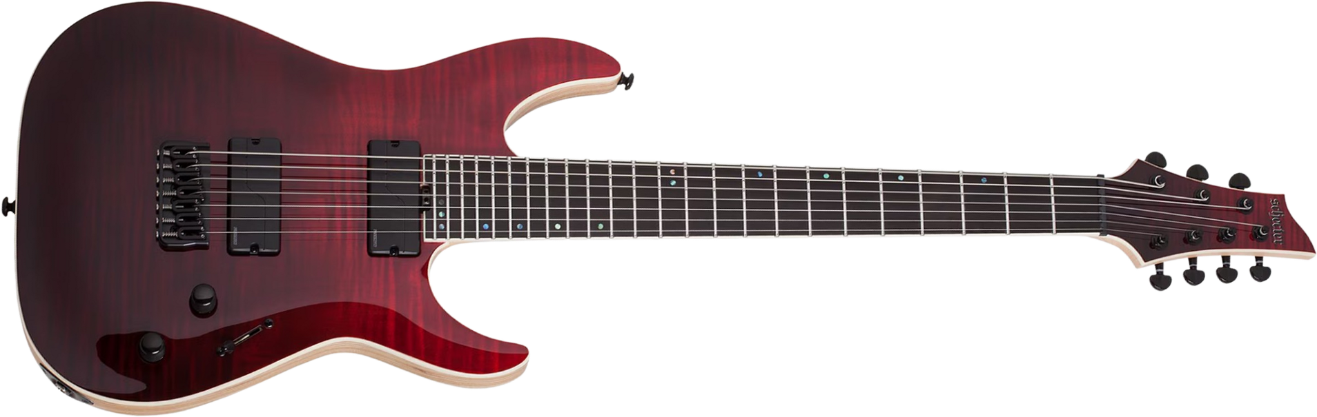 Schecter C7 Sls Elite 7c Baryton 2h Fishman Fluence Ht Eb - Blood Burst - Guitarra eléctrica barítono - Main picture