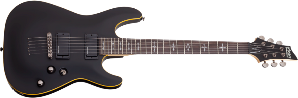 Schecter Demon-6 2h Ht Rw - Aged Black Satin - Guitarra eléctrica con forma de str. - Main picture
