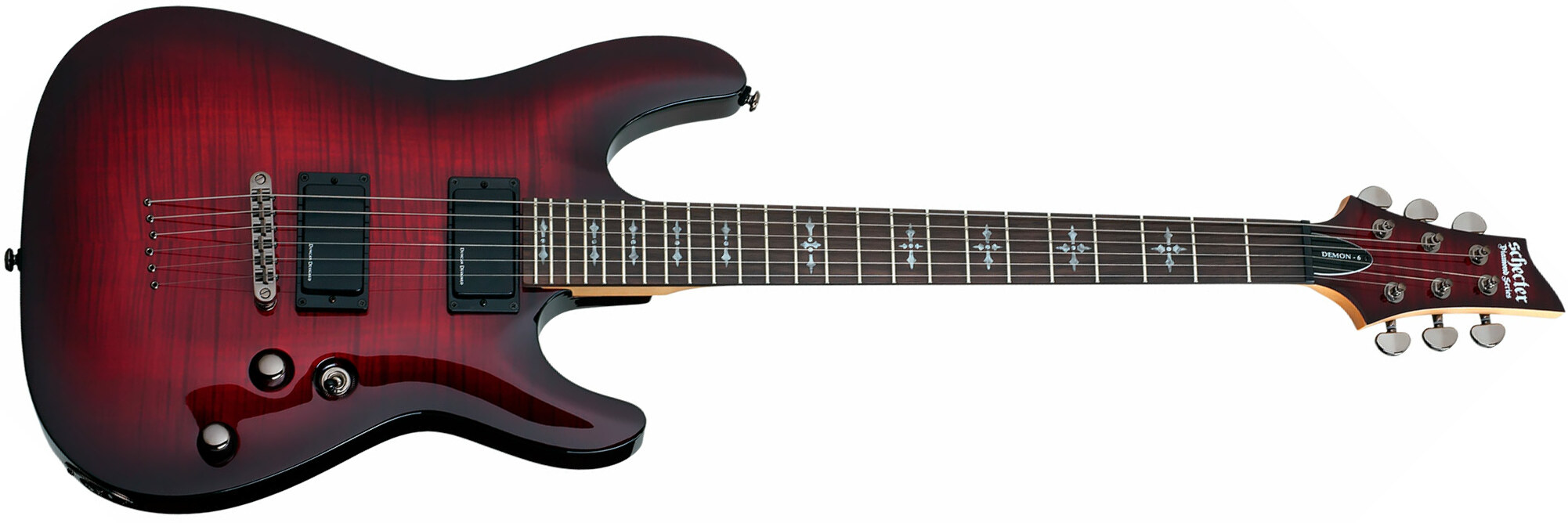 Schecter Demon-6 2h Ht Rw - Crimson Red Burst - Guitarra eléctrica con forma de str. - Main picture