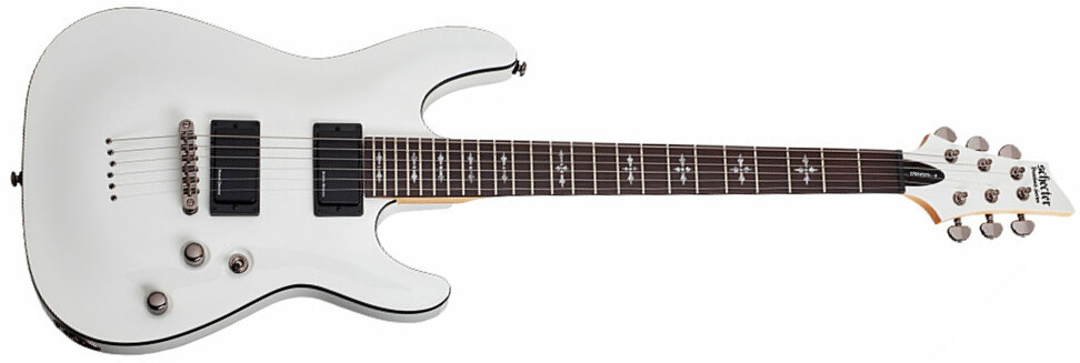 Schecter Demon-6 2h Ht Rw - Vintage White - Guitarra eléctrica con forma de str. - Main picture