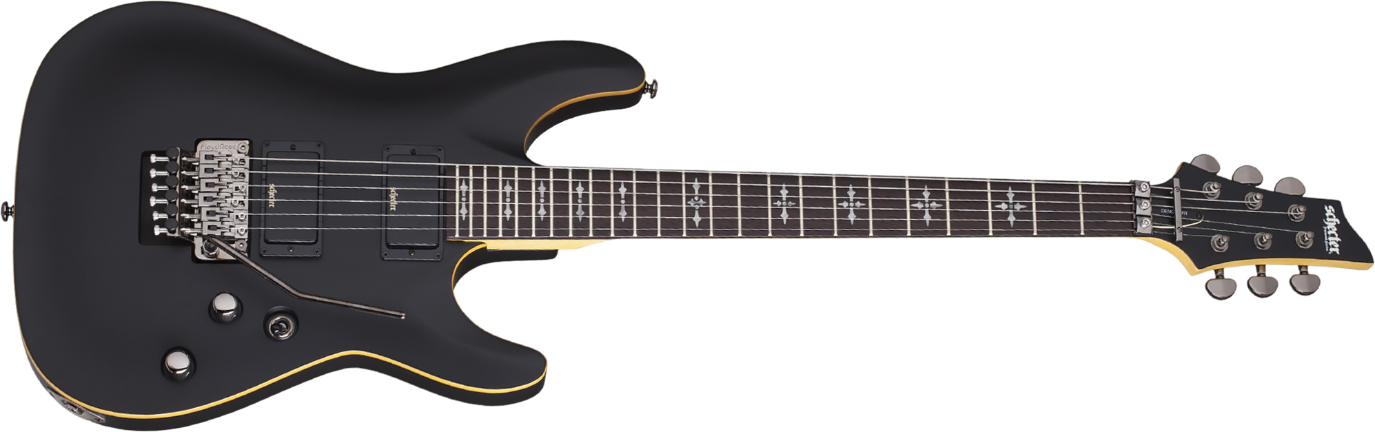 Schecter Demon-6 Fr 2h Rw - Aged Black Satin - Guitarra eléctrica con forma de str. - Main picture