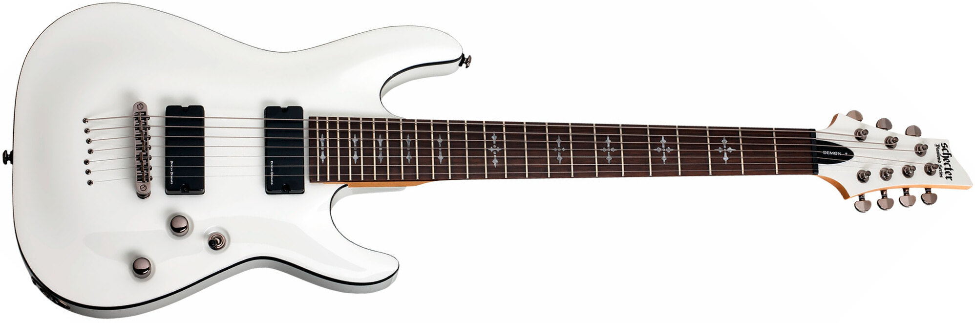 Schecter Demon-7 2h Ht Wen - Vintage White - Guitarra eléctrica de 7 cuerdas - Main picture