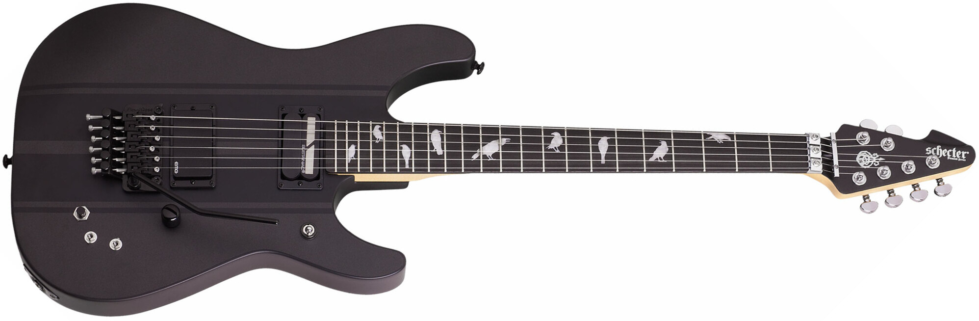 Schecter Dj Ashba Signature 2h Emg Sustainiac Fr Eb - Carbon Grey - Guitarra eléctrica con forma de str. - Main picture