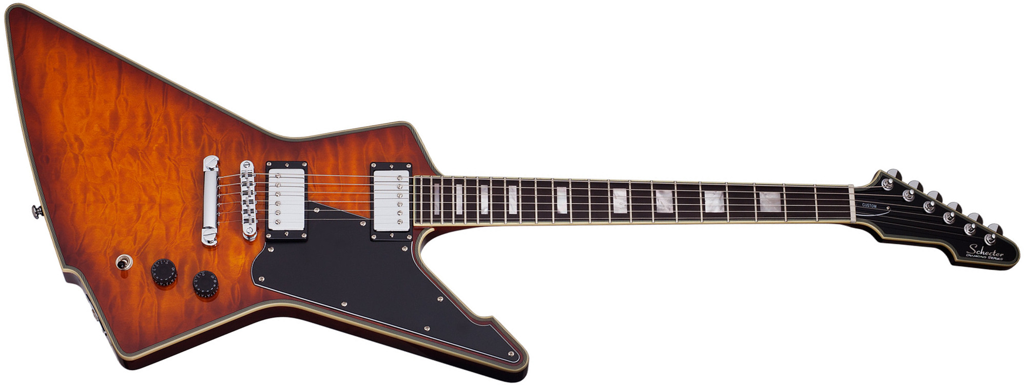 Schecter E-1 Custom 2h Ht Eb - Vintage Sunburst - Guitarra electrica metalica - Main picture