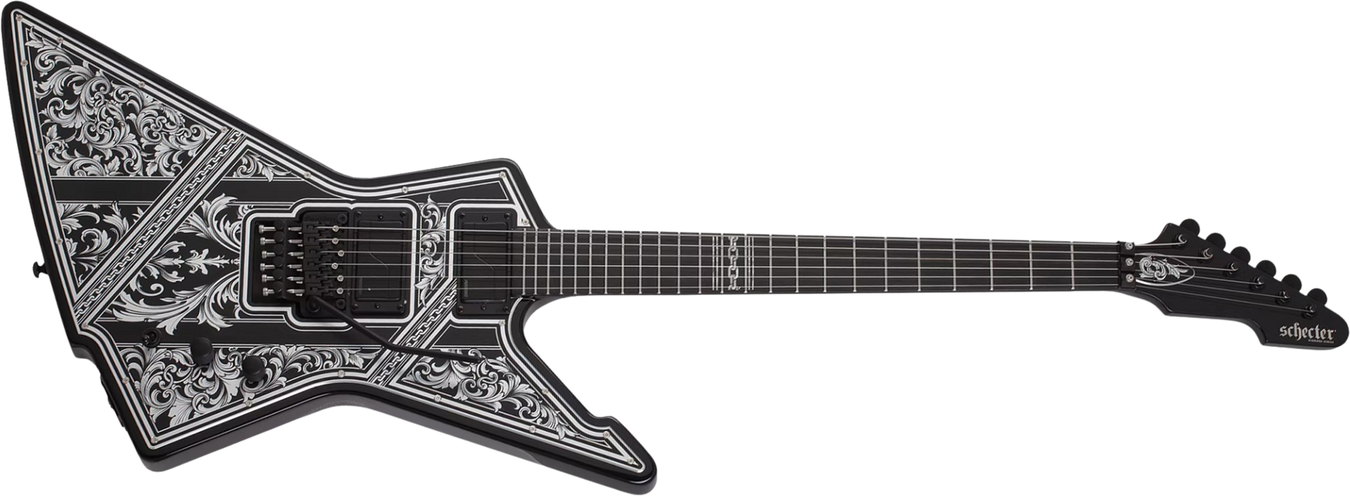 Schecter E1 Pryzm Palladium 2h Fishman Fluence Modern Fr Eb - Gloss Black - Guitarra eléctrica de 7 cuerdas - Main picture