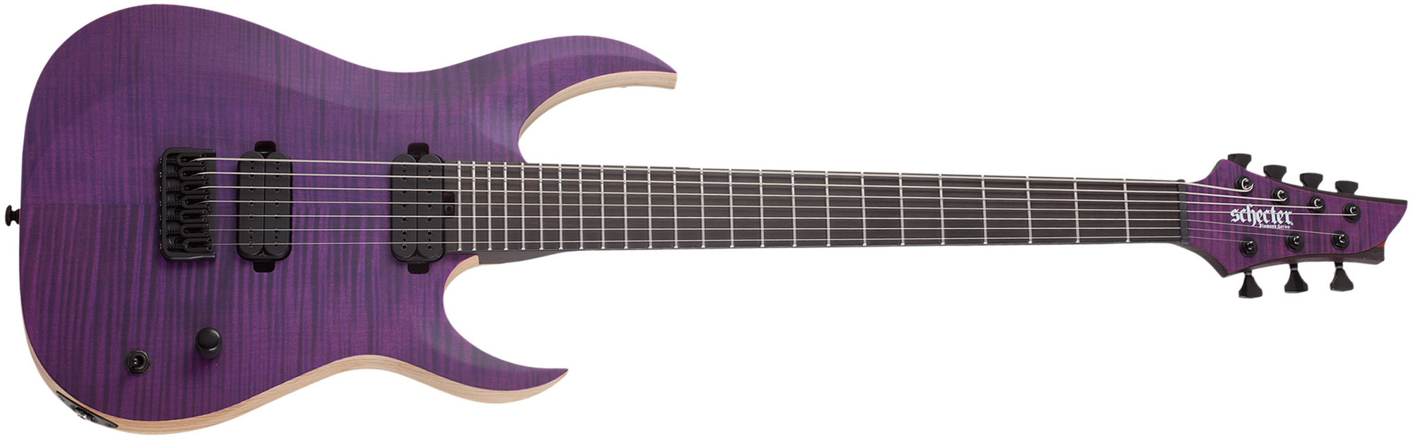 Schecter John Browne Tao-7 Signature Baryton 2h Ht Eb - Satin Trans Purple - Guitarra eléctrica de 7 cuerdas - Main picture