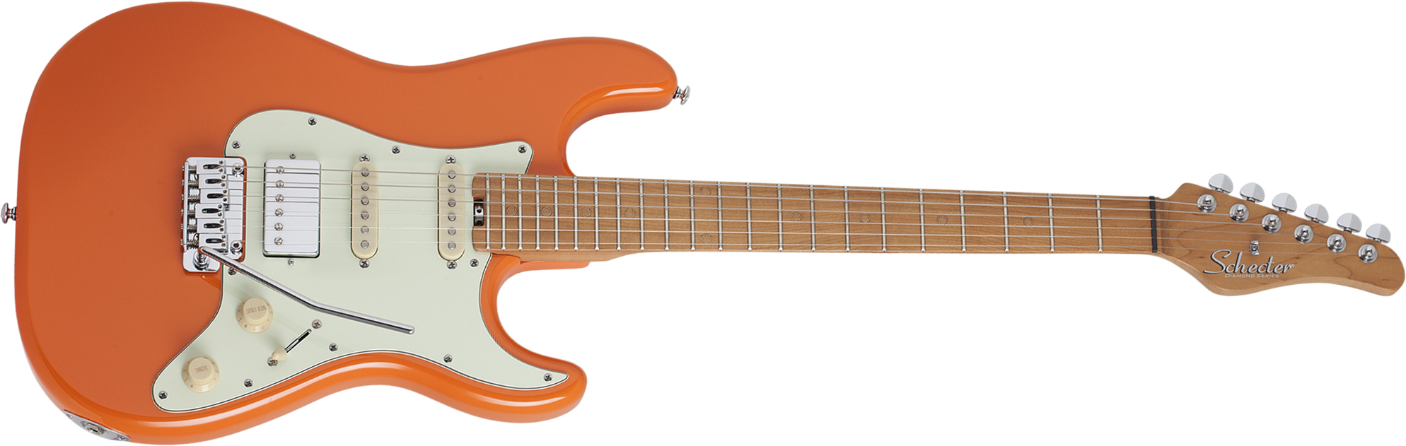 Schecter Nick Johnston Traditional Hss Signature Trem Eb - Atomic Orange - Guitarra eléctrica con forma de str. - Main picture