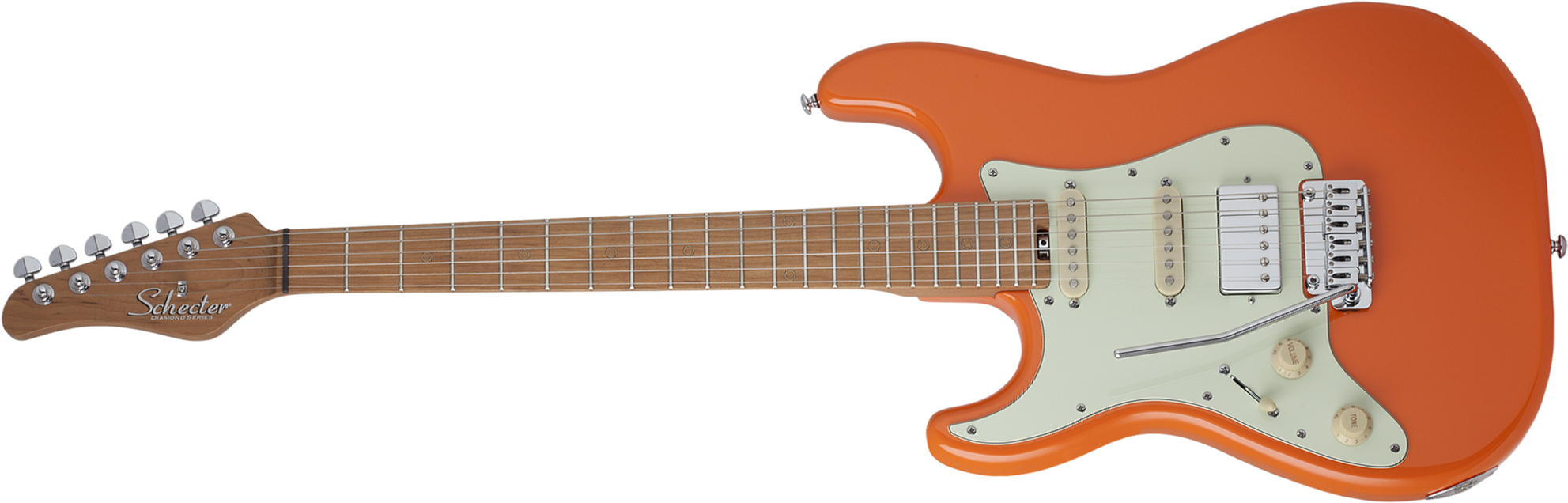 Schecter Nick Johnston Traditional Lh Gaucher Hss Trem Mn - Atomic Orange - Guitarra electrica para zurdos - Main picture