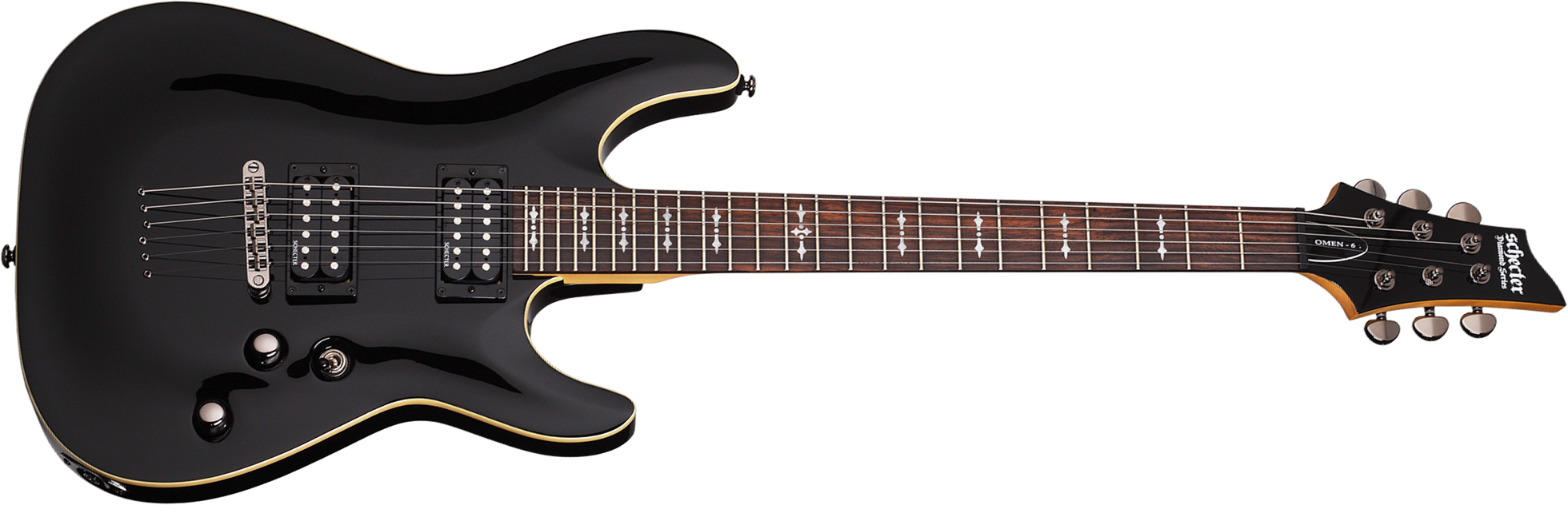 Schecter Omen-6 2h Ht Rw - Black - Guitarra eléctrica con forma de str. - Main picture