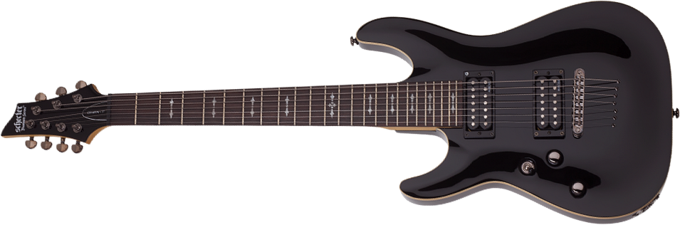 Schecter Omen-7 Lh Gaucher 2h Ht Rw - Black - Guitarra electrica para zurdos - Main picture