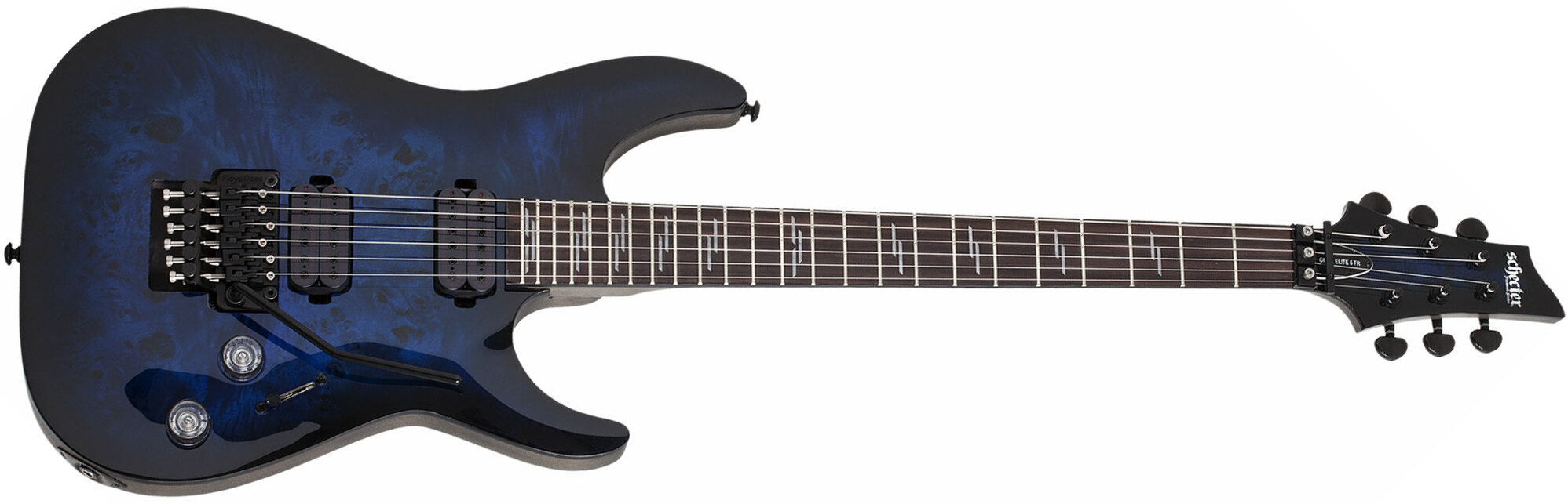 Schecter Omen Elite-6 Fr Hh Rw - See Thru Blueburst - Guitarra eléctrica con forma de str. - Main picture