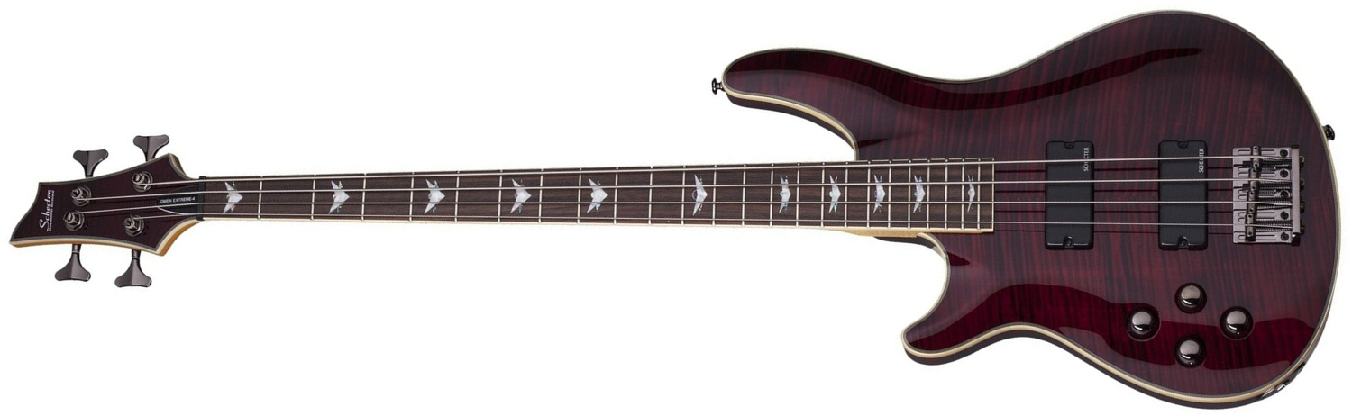 Schecter Omen Extreme-4 Lh Gaucher Active Rw - Black Cherry - Bajo eléctrico de cuerpo sólido - Main picture