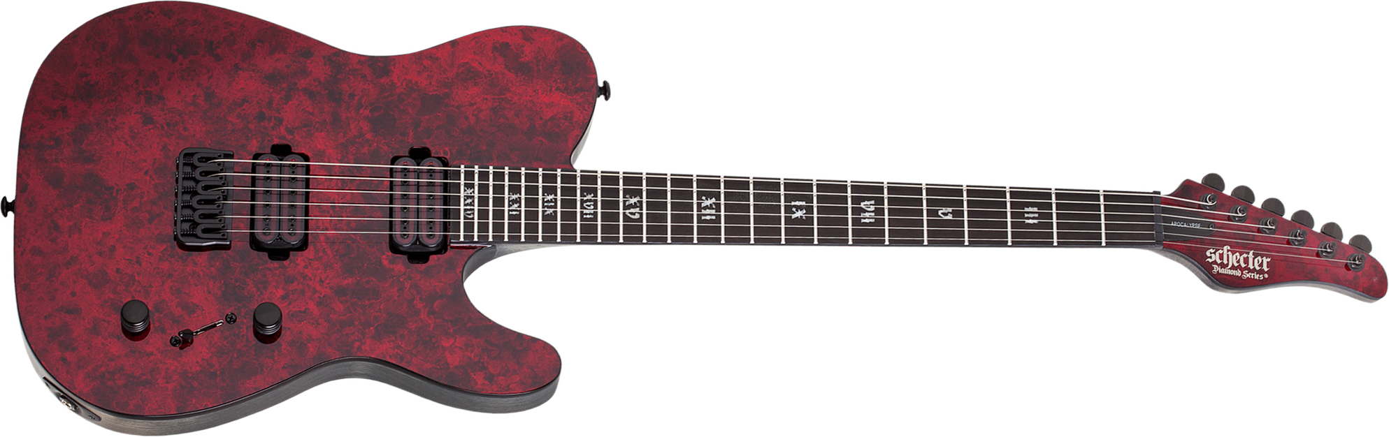 Schecter Pt Apocalypse 2h Ht Eb - Red Reign - Guitarra eléctrica con forma de tel - Main picture
