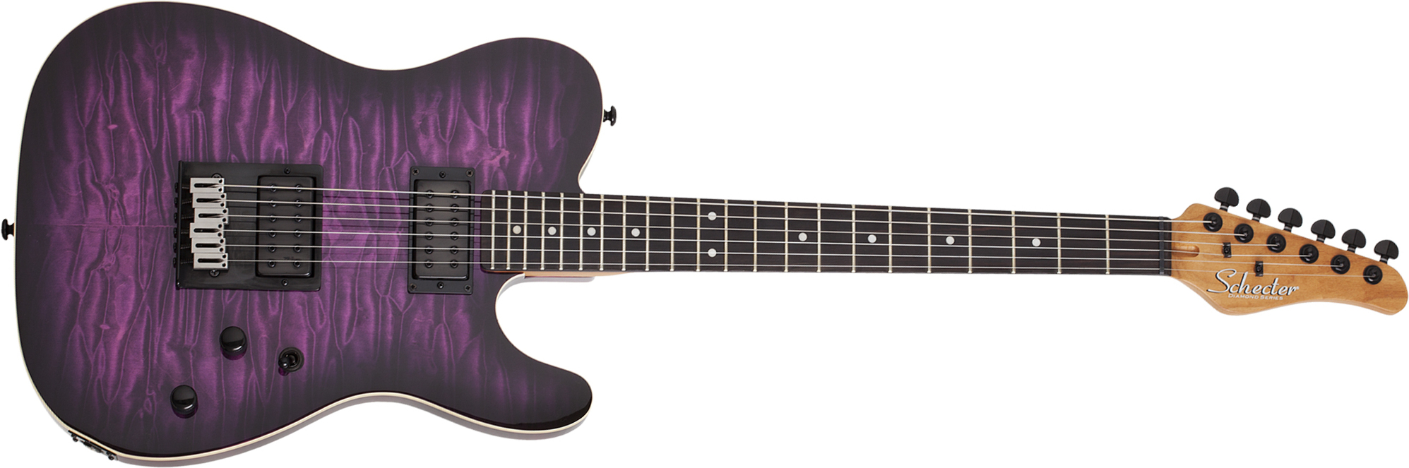 Schecter Pt Pro 2h Ht Eb - Trans Purple Burst - Guitarra eléctrica con forma de tel - Main picture