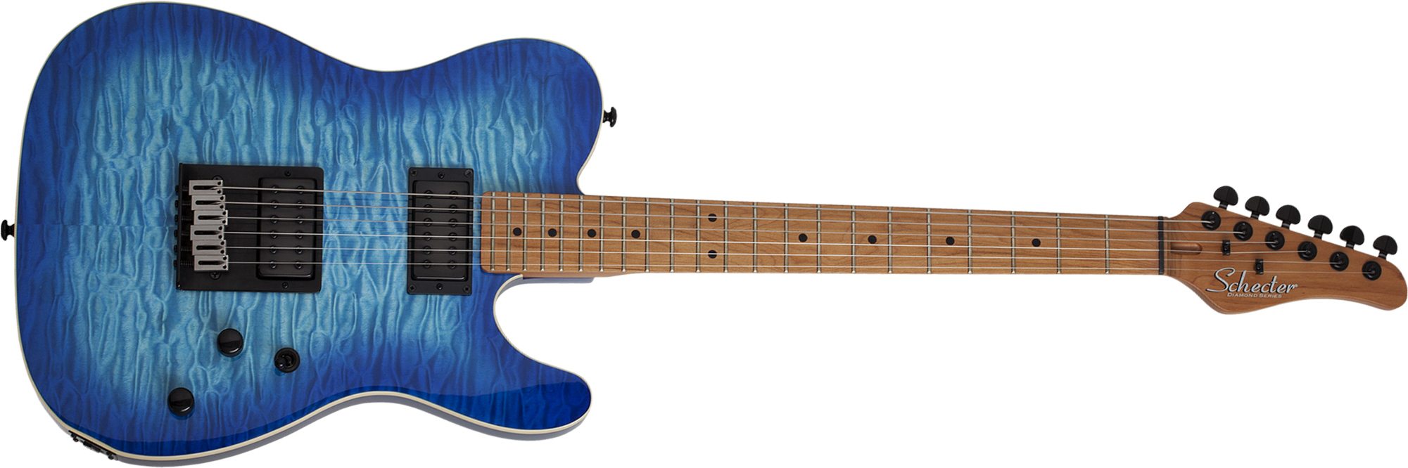 Schecter Pt Pro 2h Ht Mn - Trans Blue Burst - Guitarra eléctrica con forma de tel - Main picture