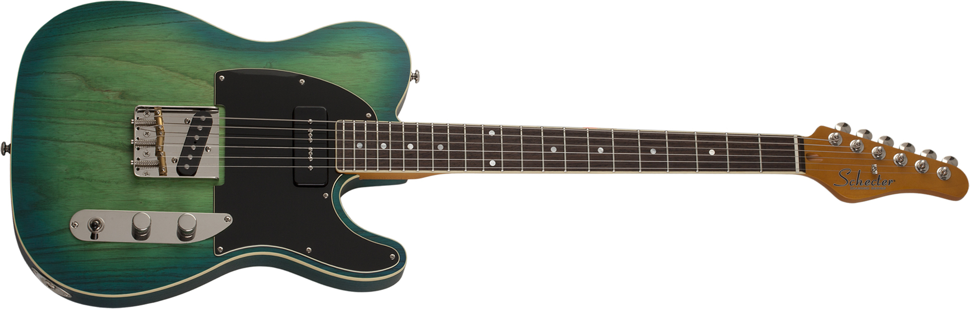 Schecter Pt Special 2s Ht Mn - Aqua Burst Pearl - Guitarra eléctrica con forma de tel - Main picture