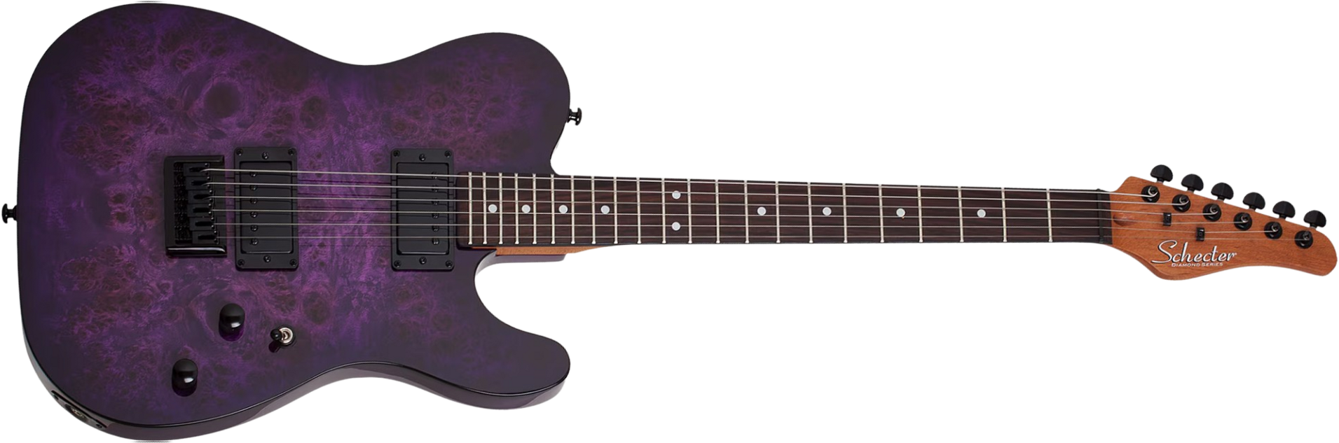 Schecter Pt Standard 2h Ht Rw - Purple Burst Burl - Guitarra eléctrica con forma de tel - Main picture