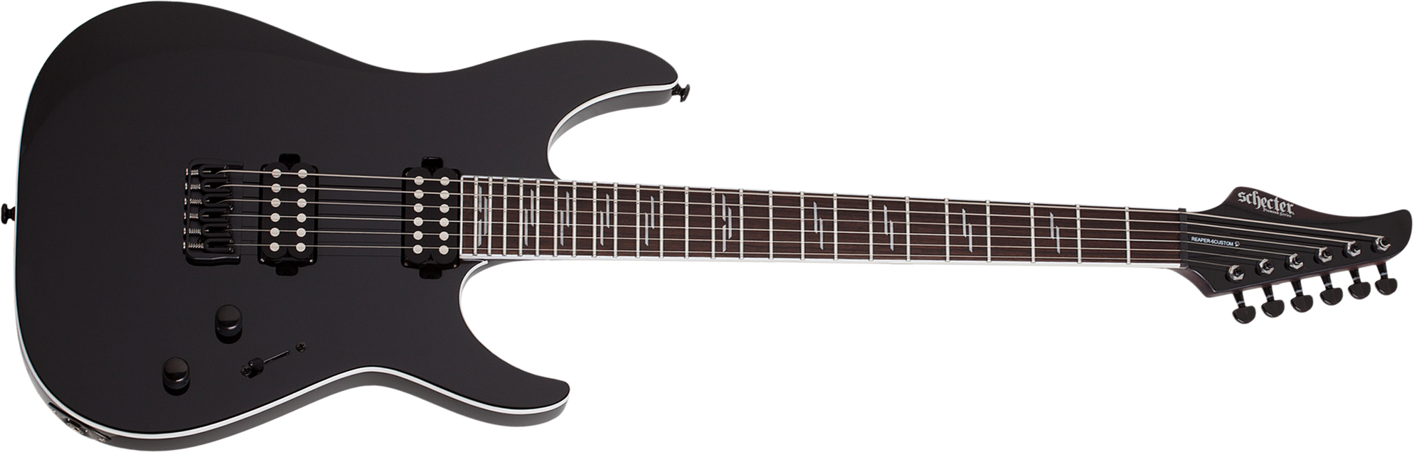 Schecter Reaper-6 Custom 2h Ht Eb - Black - Guitarra eléctrica con forma de str. - Main picture
