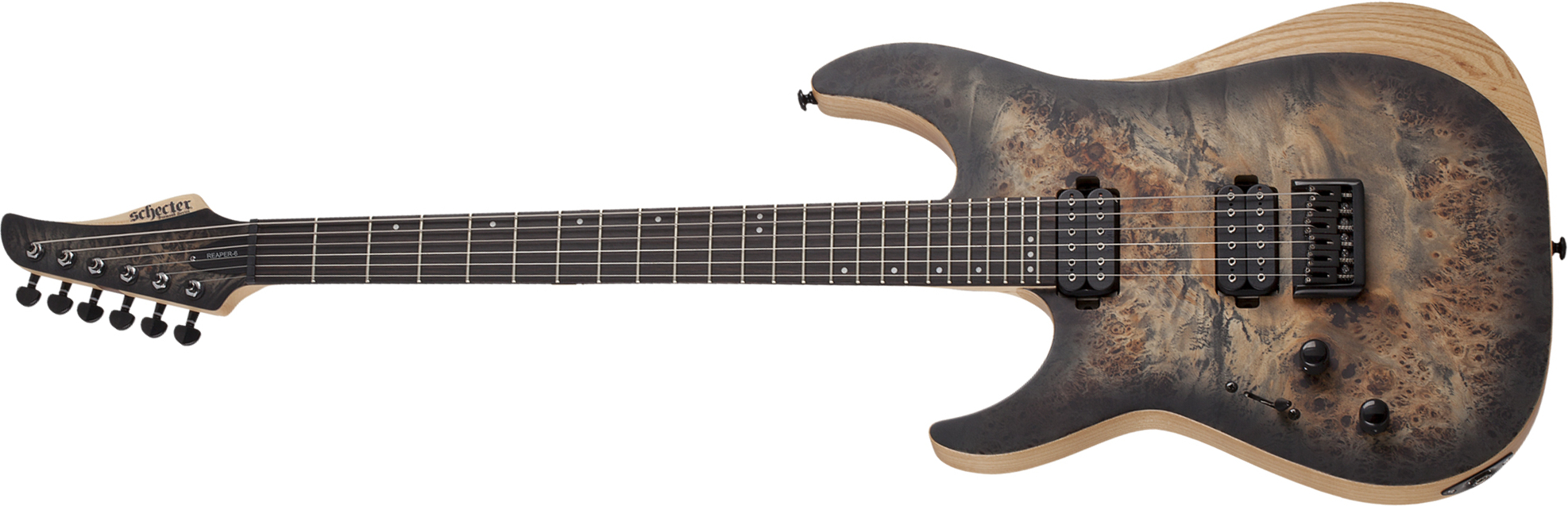 Schecter Reaper-6 Lh Gaucher 2h Ht Eb - Satin Charcoal Burst - Guitarra electrica para zurdos - Main picture