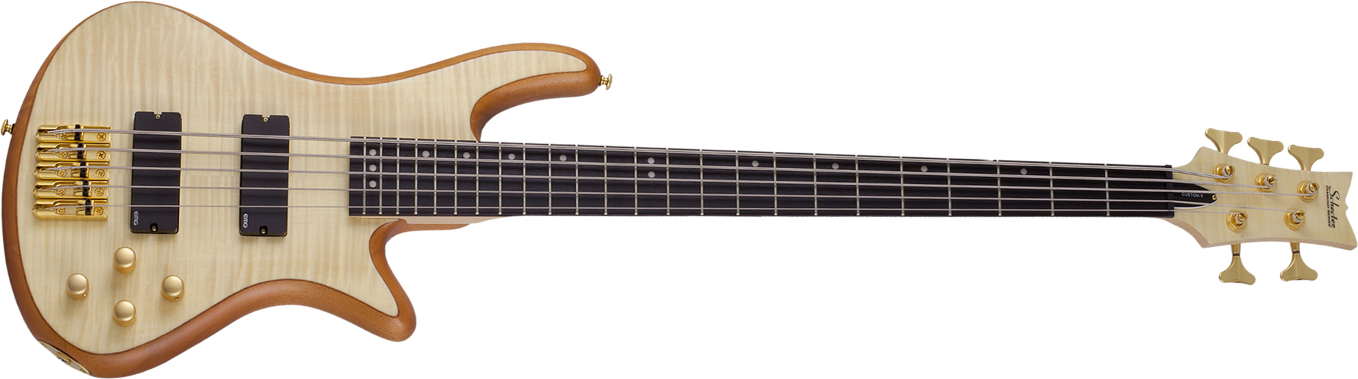 Schecter Stiletto Custom-5 5c Active Emg Rw - Natural Satin - Bajo eléctrico de cuerpo sólido - Main picture