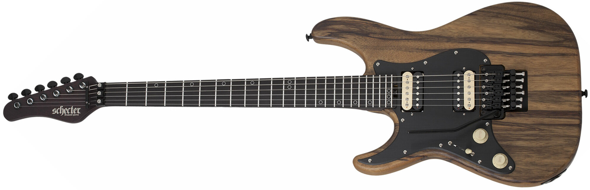 Schecter Sun Valley Super Shredder Exotic Black Limba Lh Gaucher 2h Fr Eb - Black Limba - Guitarra electrica para zurdos - Main picture