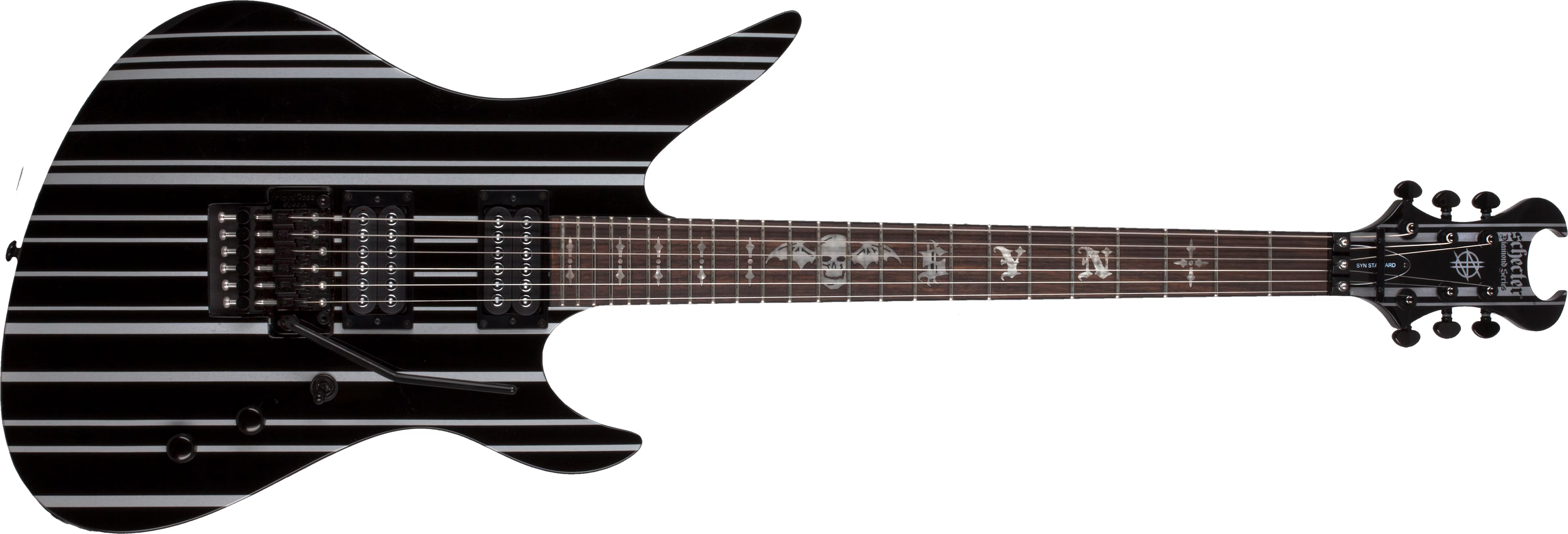 Schecter Synyster Standard Signature 2h Fr Eb - Gloss Black With Silver Pinstripes - Guitarra eléctrica de autor - Main picture