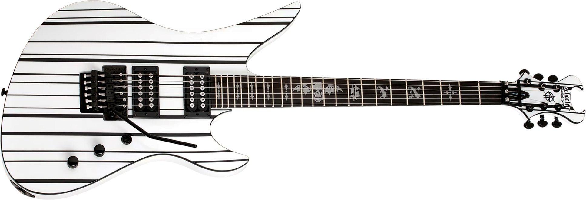 Schecter Synyster Standard Signature 2h Fr Eb - Gloss White With Black Pinstripes - Guitarra eléctrica de autor - Main picture
