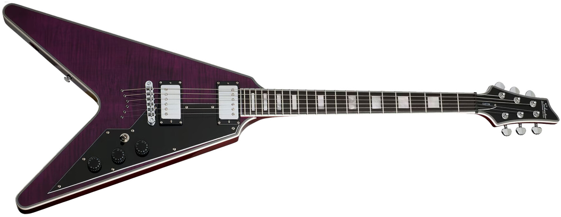 Schecter V1 Custom 2h Ht Eb - Trans Purple - Guitarra electrica metalica - Main picture