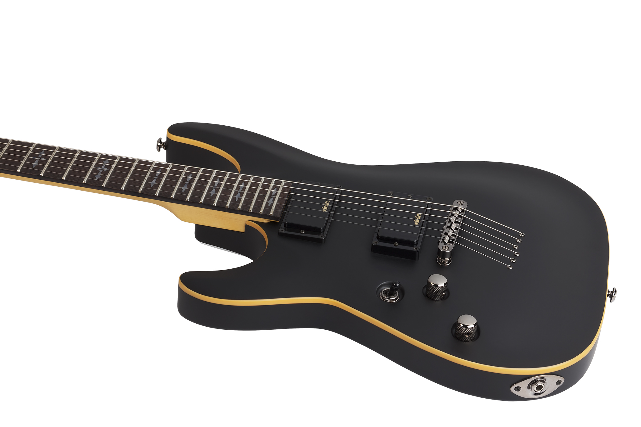 Schecter Demon-6 Lh Gaucher 2h Ht Wen - Aged Black Satin - Guitarra electrica para zurdos - Variation 1