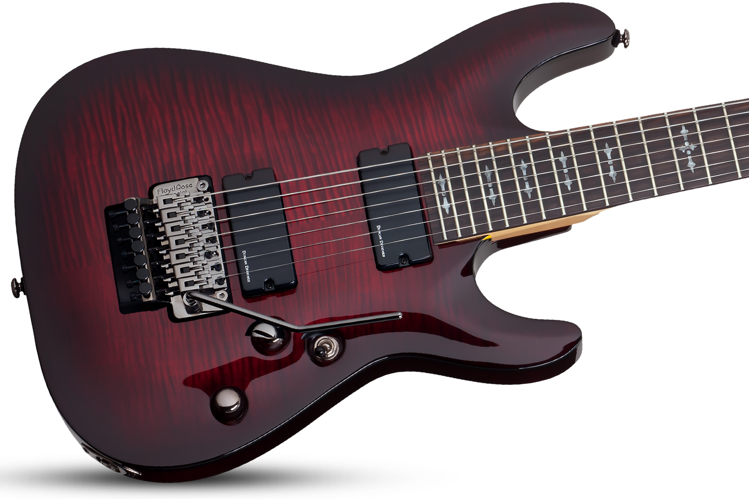 Schecter Demon-7 Fr 2h Wen - Crimson Red Burst - Guitarra eléctrica de 7 cuerdas - Variation 1