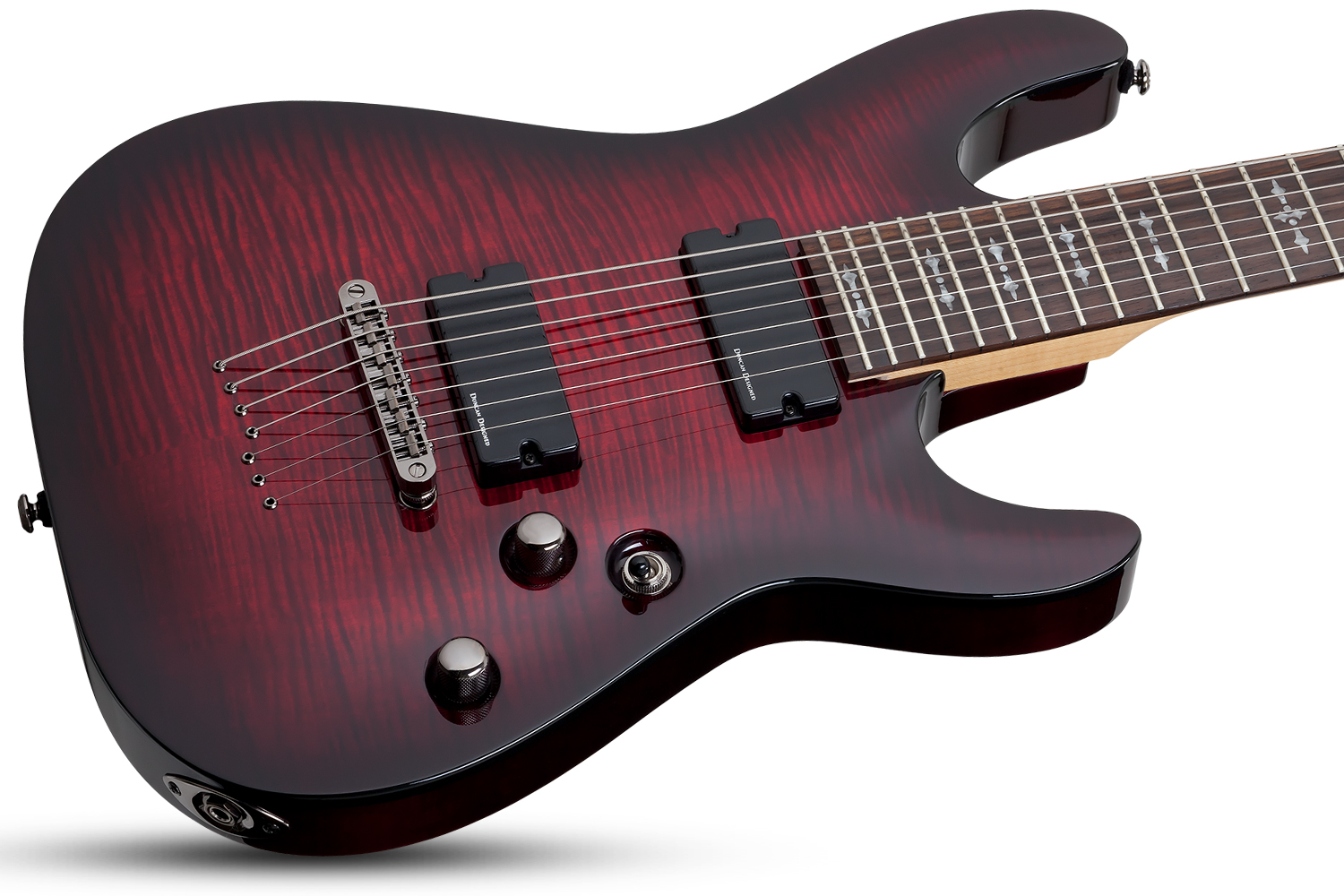 Schecter Demon-7 7c 2h Ht Wen - Crimson Red Burst - Guitarra eléctrica de 7 cuerdas - Variation 1