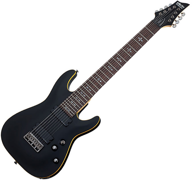 Schecter Demon-8 Active 8c 2h Ht Rw - Satin Black - Guitarra eléctrica barítono - Variation 5