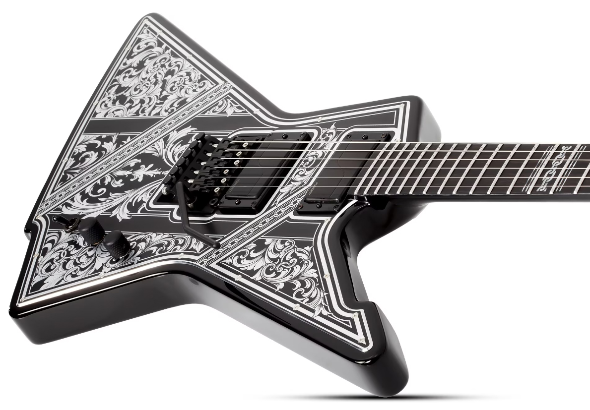 Schecter E1 Pryzm Palladium 2h Fishman Fluence Modern Fr Eb - Gloss Black - Guitarra eléctrica de 7 cuerdas - Variation 2