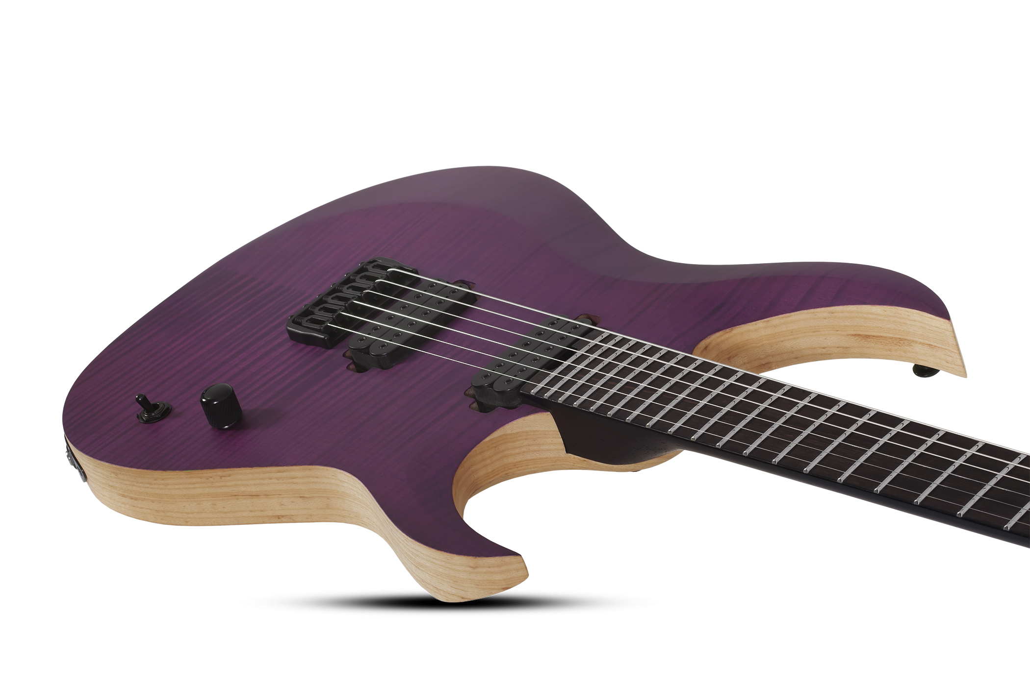 Schecter John Browne Tao-6 Signature 2h Ht Eb - Satin Trans Purple - Guitarra eléctrica con forma de str. - Variation 2