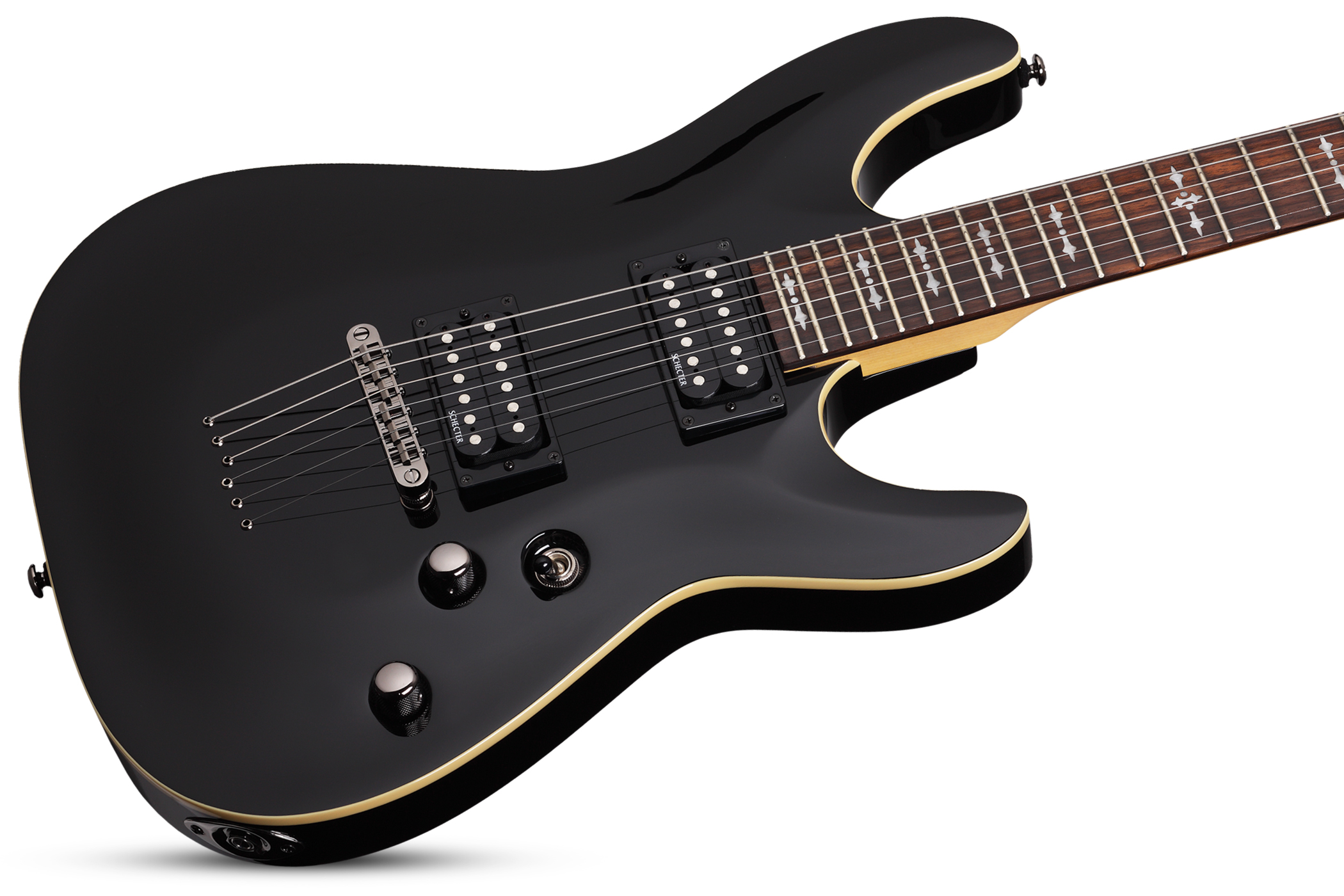 Schecter Omen-6 2h Ht Rw - Black - Guitarra eléctrica con forma de str. - Variation 1