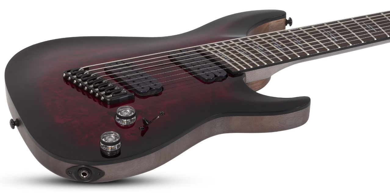 Schecter Omen Elite-8 Multiscale 8c Baryton 2h Ht Rw - Black Cherry Burst - Multi-Scale Guitar - Variation 1