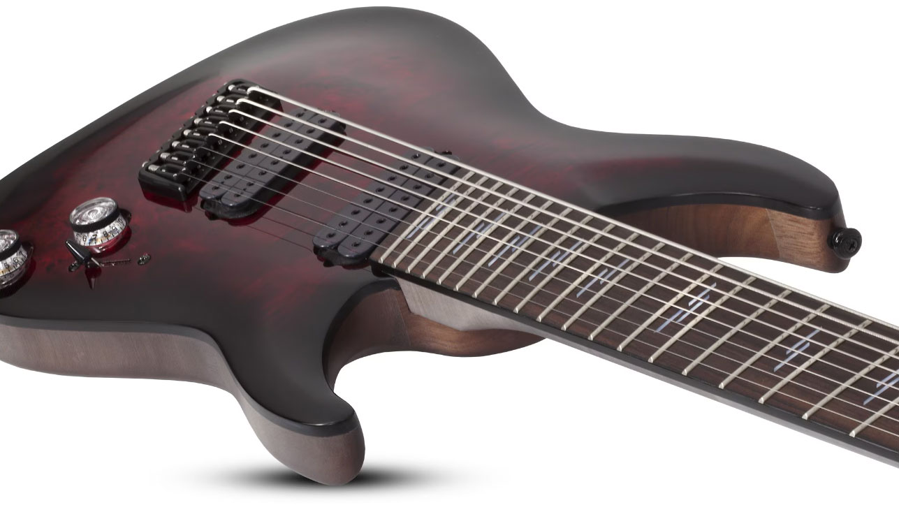 Schecter Omen Elite-8 Multiscale 8c Baryton 2h Ht Rw - Black Cherry Burst - Multi-Scale Guitar - Variation 2