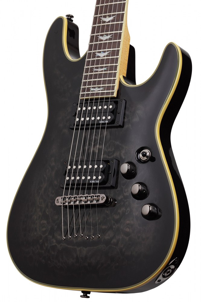 Schecter Omen Extreme-7 7c 2h Ht Rw - See-thru Black Gloss - Guitarra eléctrica de 7 cuerdas - Variation 2