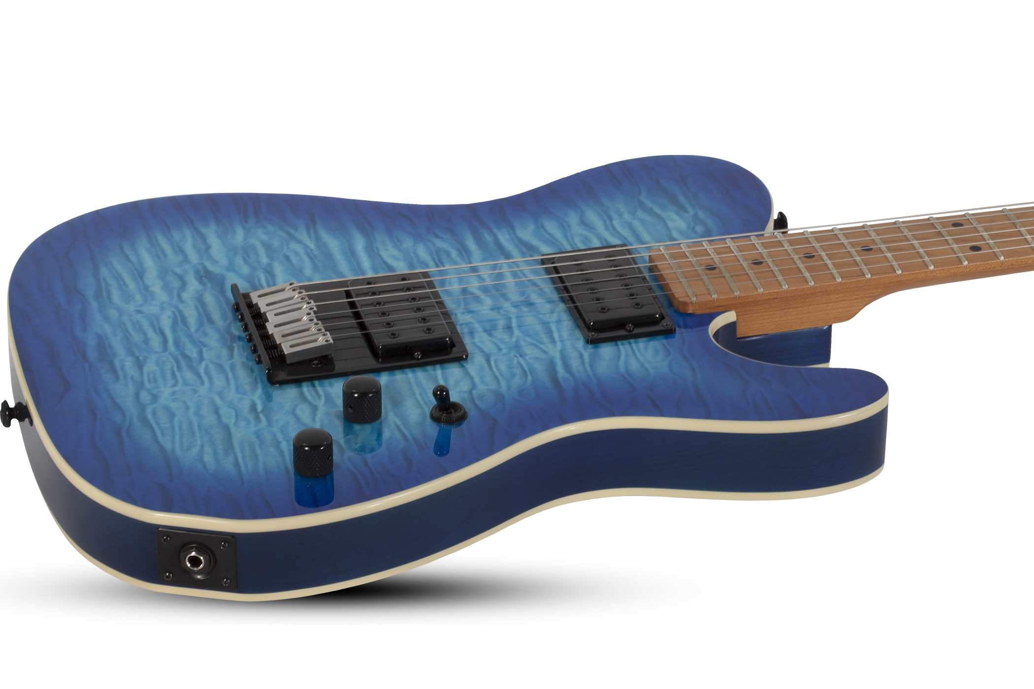 Schecter Pt Pro 2h Ht Mn - Trans Blue Burst - Guitarra eléctrica con forma de tel - Variation 1