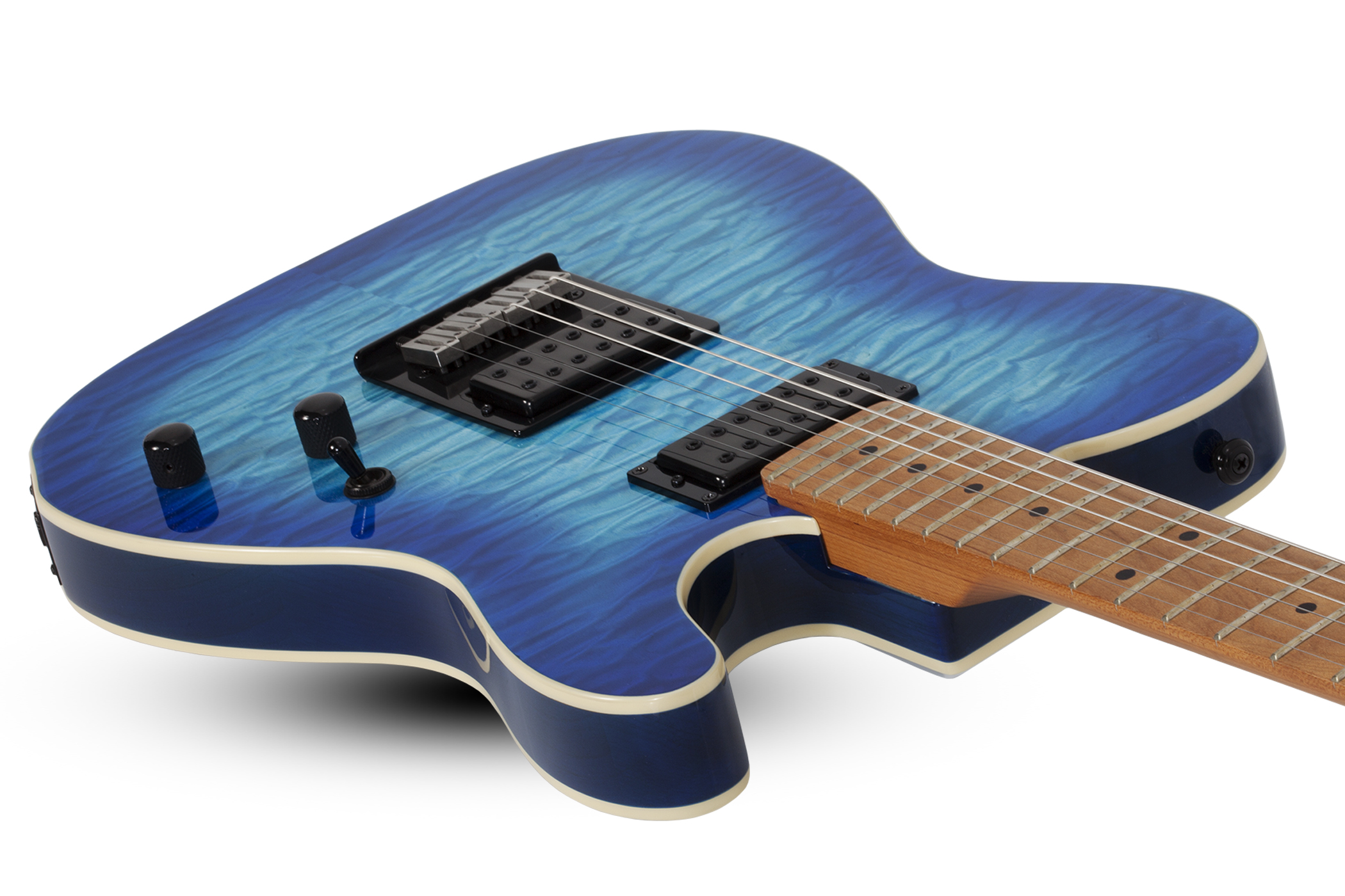 Schecter Pt Pro 2h Ht Mn - Trans Blue Burst - Guitarra eléctrica con forma de tel - Variation 2