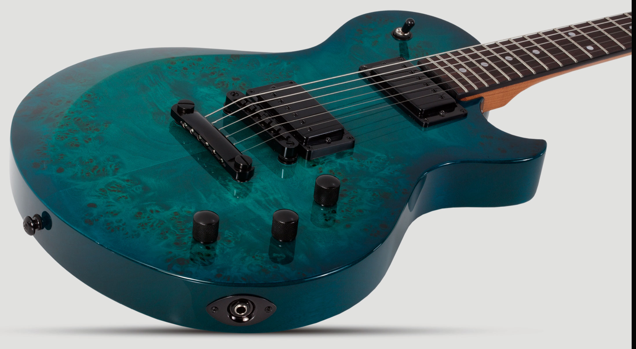 Schecter Solo-ii Standard 2h Ht Rw - Ocean Blue Burst Burl - Guitarra eléctrica de corte único. - Variation 2