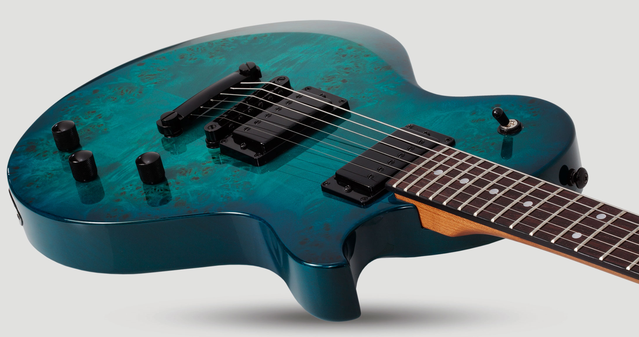 Schecter Solo-ii Standard 2h Ht Rw - Ocean Blue Burst Burl - Guitarra eléctrica de corte único. - Variation 3