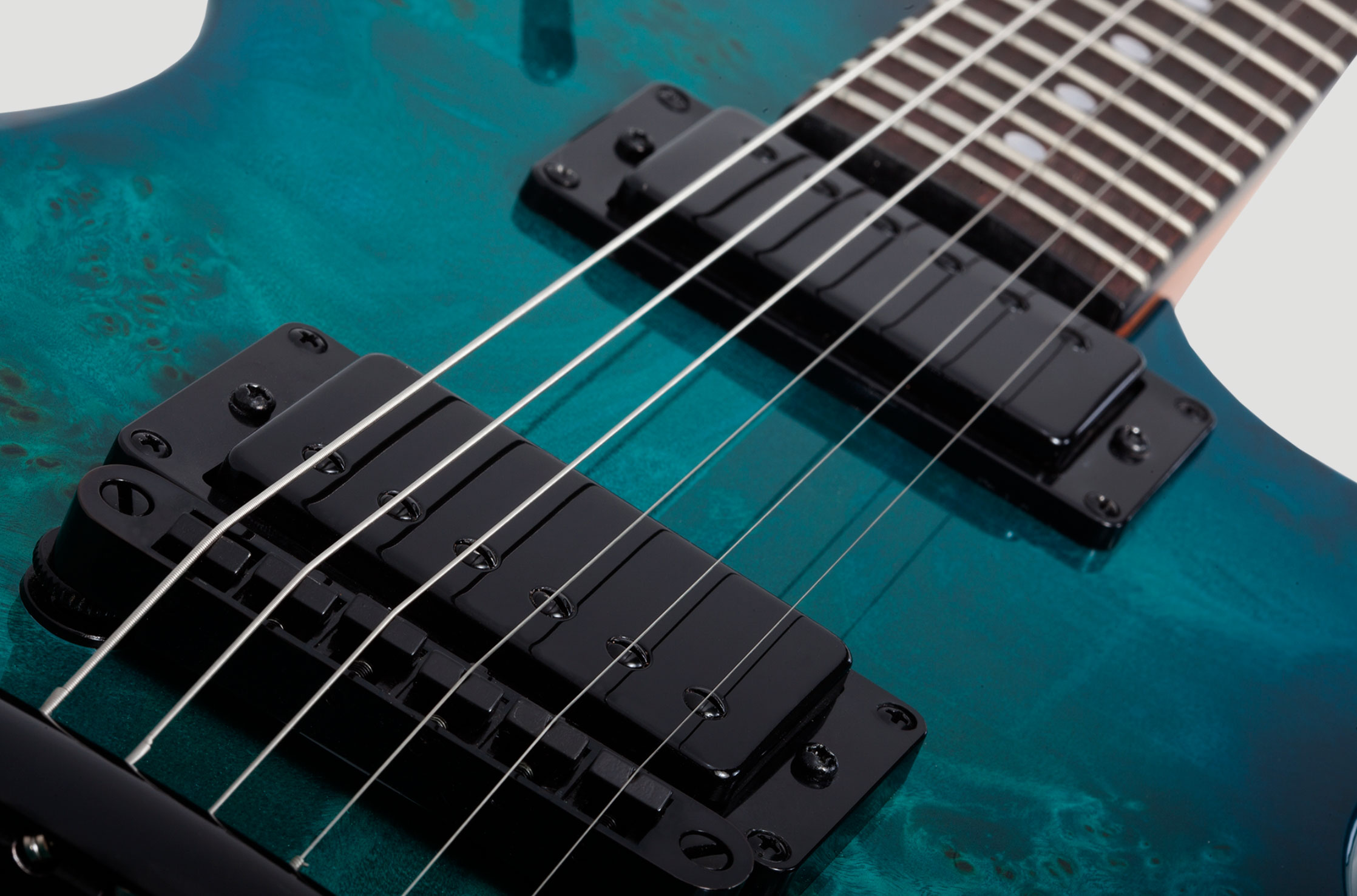 Schecter Solo-ii Standard 2h Ht Rw - Ocean Blue Burst Burl - Guitarra eléctrica de corte único. - Variation 6