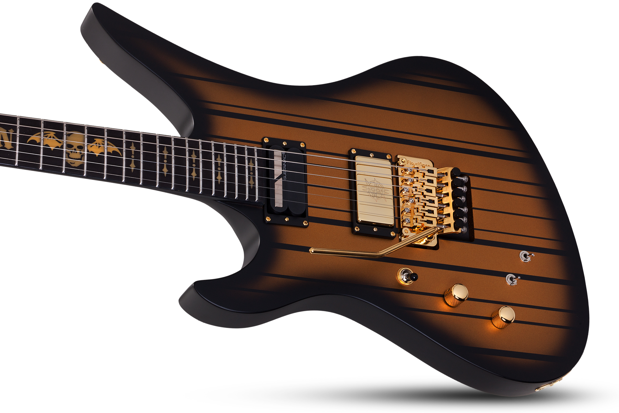 Schecter Synyster Custom-s Lh Signature Gaucher 2h Sustainiac Fr Eb - Satin Gold Burst - Guitarra electrica para zurdos - Variation 2