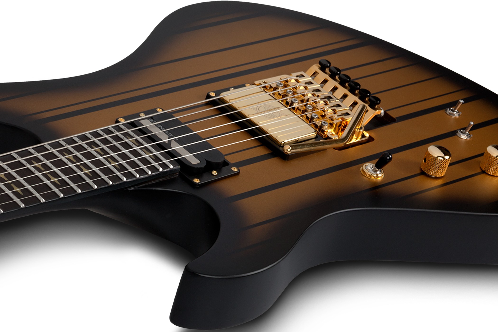 Schecter Synyster Custom-s Lh Signature Gaucher 2h Sustainiac Fr Eb - Satin Gold Burst - Guitarra electrica para zurdos - Variation 3