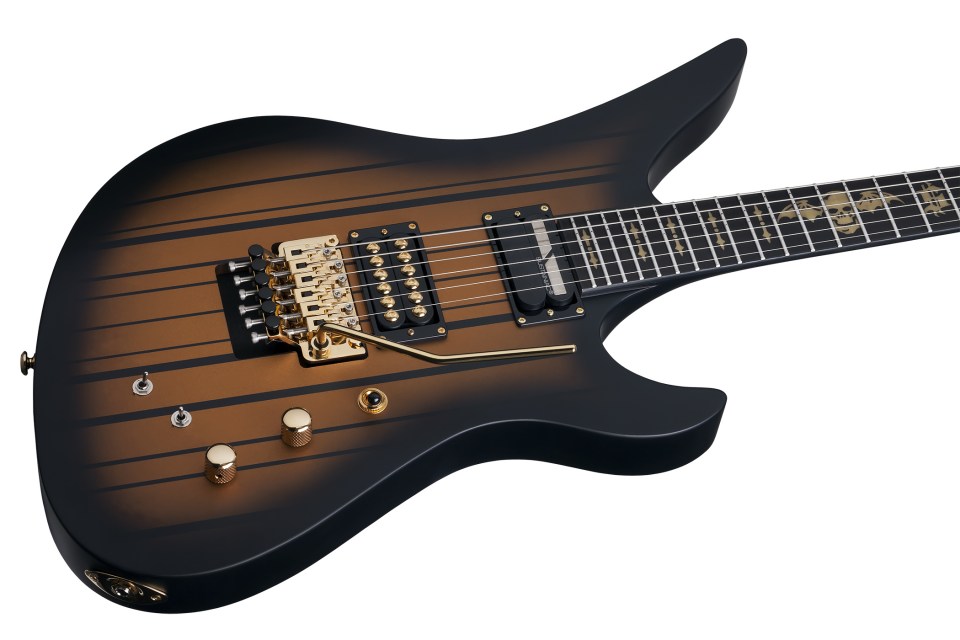 Schecter Synyster Custom-s Signature 2h Seymour Duncan Sustainiac Fr Eb - Satin Gold Burst - Guitarra eléctrica con forma de str. - Variation 1