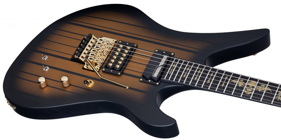 Schecter Synyster Custom-s Signature 2h Seymour Duncan Sustainiac Fr Eb - Satin Gold Burst - Guitarra eléctrica con forma de str. - Variation 2