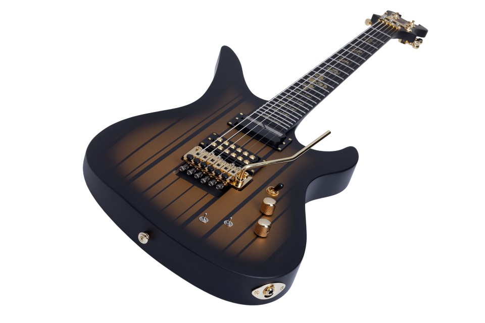 Schecter Synyster Custom-s Signature 2h Seymour Duncan Sustainiac Fr Eb - Satin Gold Burst - Guitarra eléctrica con forma de str. - Variation 3