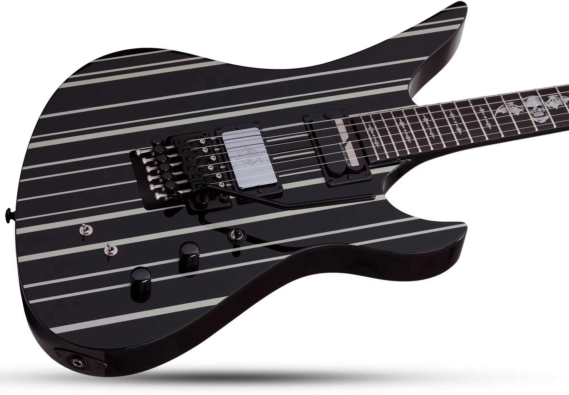 Schecter Synyster Custom-s Signature 2h Sustainiac Fr Eb - Black Silver - Guitarra eléctrica con forma de str. - Variation 1